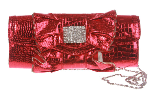 Zip Tooth Trimmed Ruffle Rhinestone Evening Bag