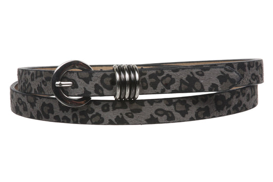 Women's 5/8" Faux Leopard Animal Fur Skinny Non Leather Belt