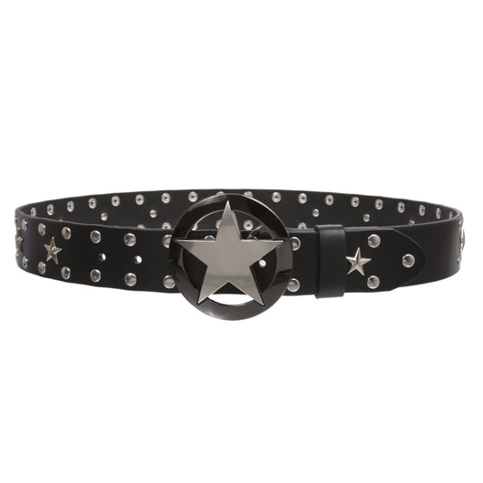 Texas Star Cowhide Leather Studded Belt, Removable Buckle