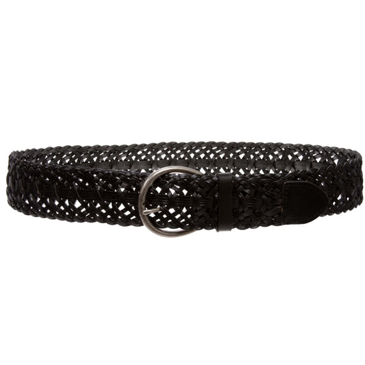 Women's 2" (50mm) Braided Woven Leather Belt with Horseshoe Buckle