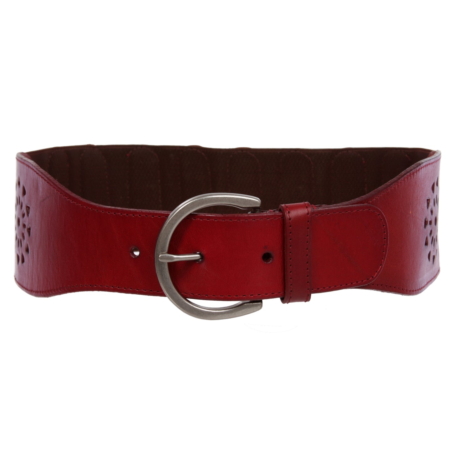 3" Inch High Waist Stretch With Perforated Flower Designed Belt