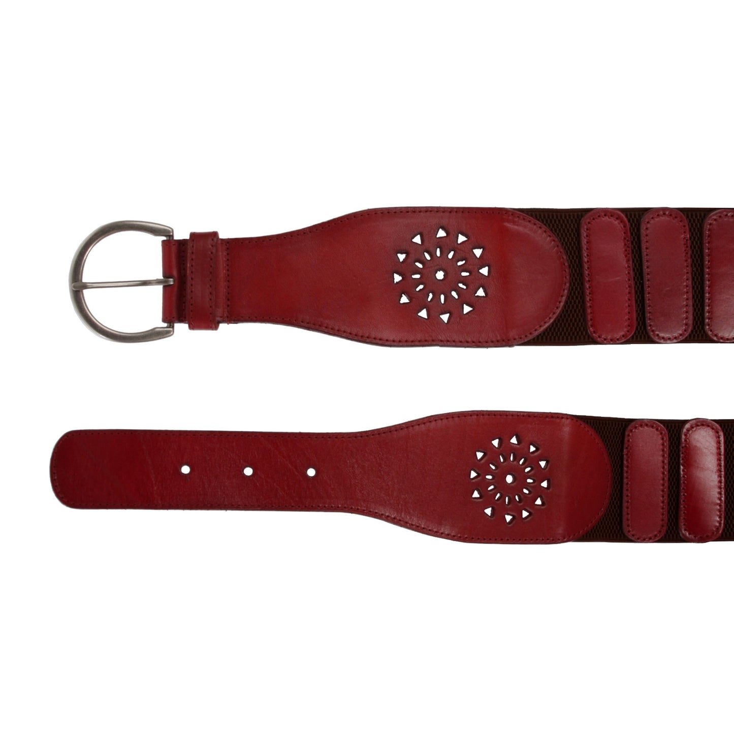 3" Inch High Waist Stretch With Perforated Flower Designed Belt