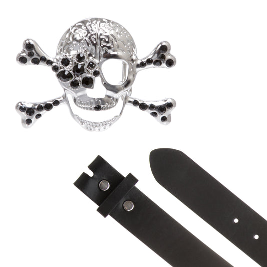 Rhinestone Skull & Crossbones Belt - Pirate Costume Style Combo
