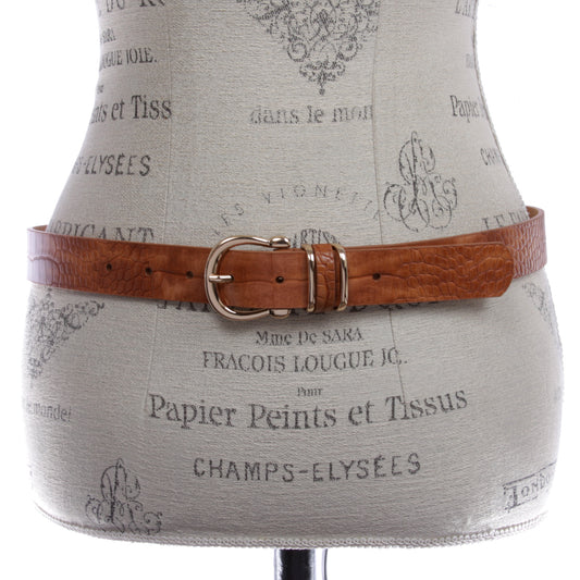 Stunning Croco Print Leather Belt with Triple Holder & Equestrian Buckle