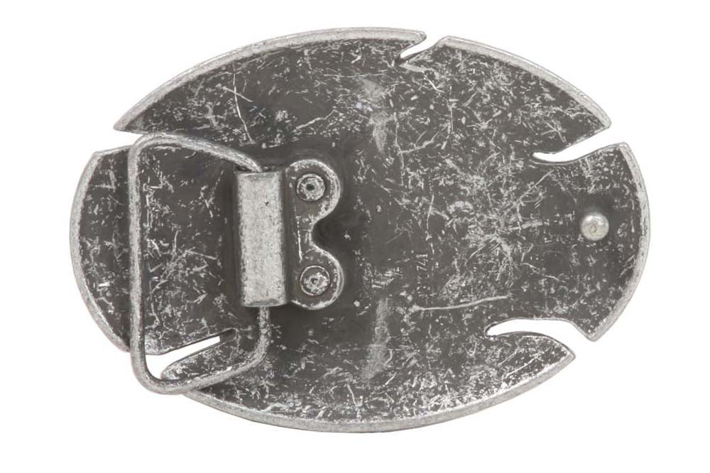 Oval Antique Silver Hammered Belt Buckle