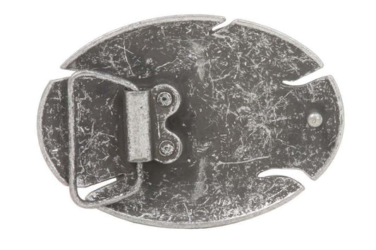 Oval Antique Silver Hammered Belt Buckle