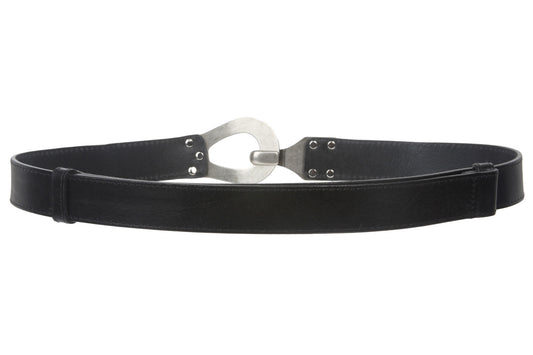 1 1/4 Inch Bovine Leather Adjustable Belt with Antic Nickel Buckle