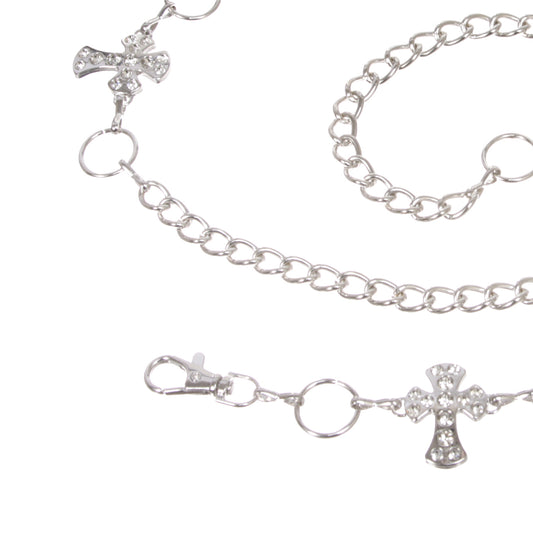 Crystal Cross Chain Belt for Women – Adjustable Rhinestone Waist Chain