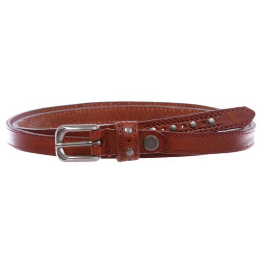 Women's 1/2" (13 mm) Skinny Edge Stitch Casual / Dress Leather Belt