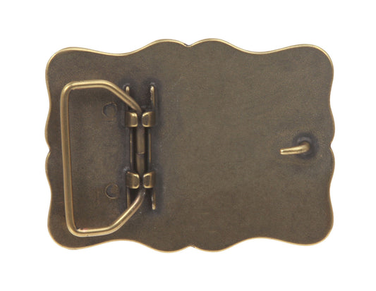 Western Rectangular Engraved Flower Belt Buckle