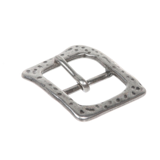 1 1/2 Inch Single Prong Antique Silver Hammered Square Belt Buckle