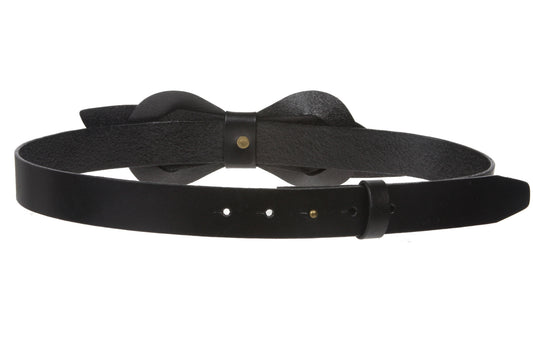 1 1/8" Waist Genuine Leather Belt with Bow Front Detail