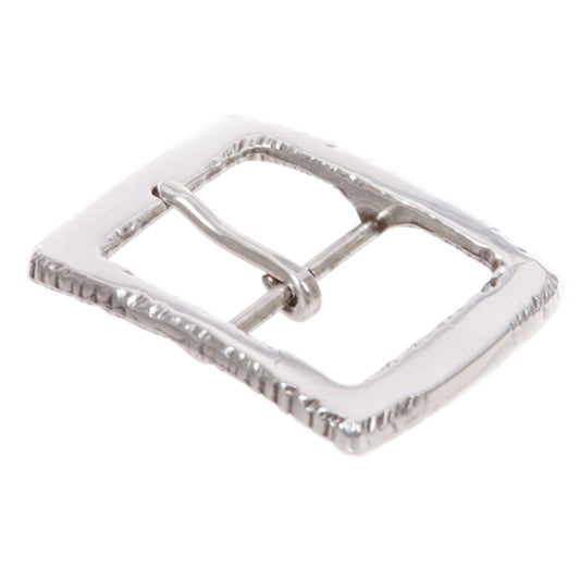 1 5/8" (40 mm) Silver Tone Edge Hammered Rectangular Center Bar Belt Buckle