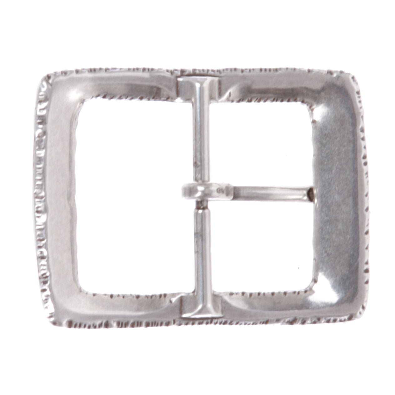 1 5/8" (40 mm) Silver Tone Edge Hammered Rectangular Center Bar Belt Buckle