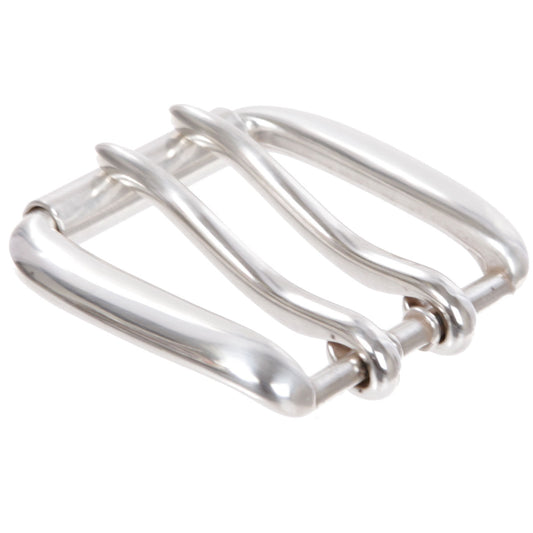 1 5/8" (42.5 mm) Silver Tone Rectangular Roller Double Prong Belt Buckle