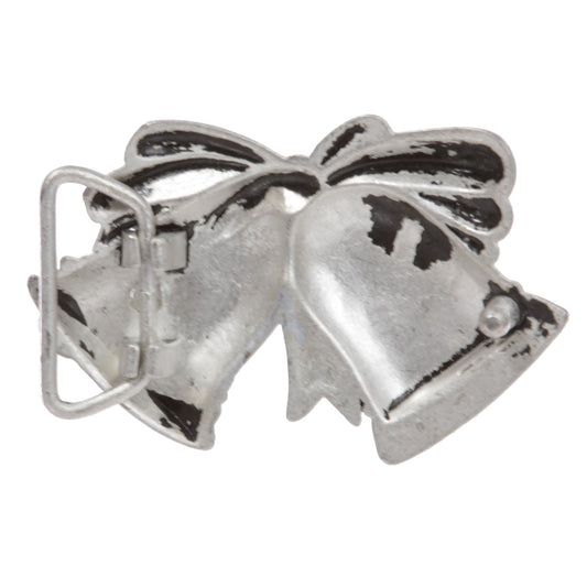 1 1/4" (32mm) Merry Christmas Jingle Bell Ribbon Bow Knot Engraving Perforated Belt Buckle