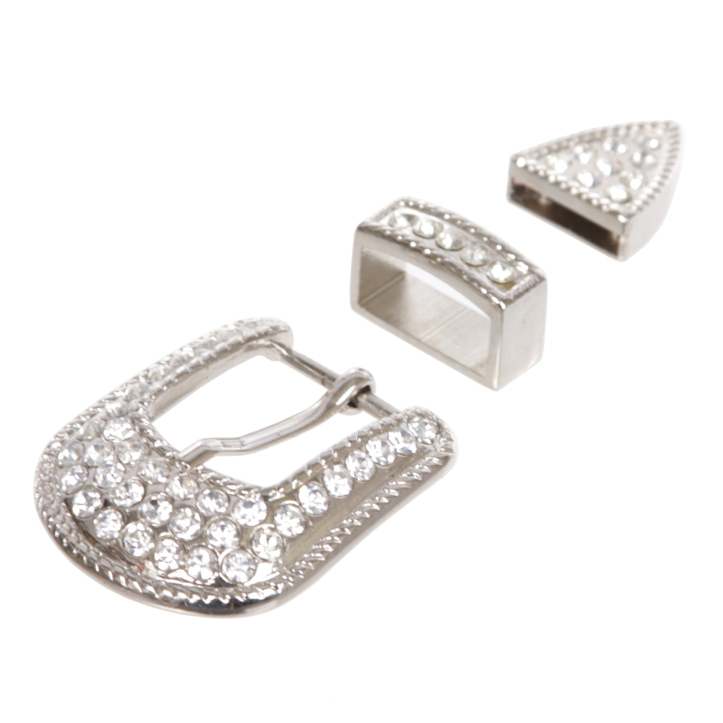 Western 25 mm Rhinestone Belt Buckle Set for Replacement or Leather Craft