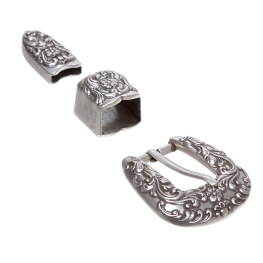 3/4" (19mm) Western Engraved Floral 3-Piece Buckle Set for Leathercraft Replacement