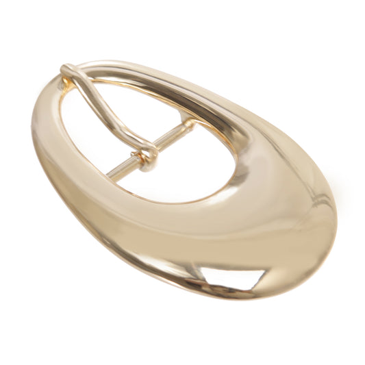 1” Gold Oval Teardrop-Style Buckle, Polished Zinc Alloy, Center Bar, Fits 25mm Belt Straps