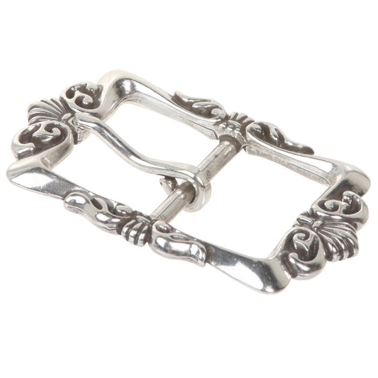 1 1/2" (38 mm)  Western Floral Single Prong Center Bar Silver Belt Buckle