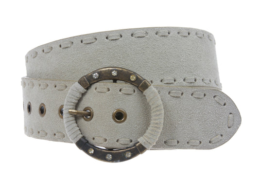 1 7/8 Inch Lace Edged Suede Leather Belt