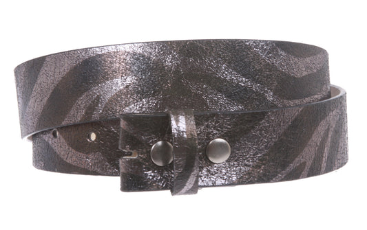1 1/2'' Snap on Zebra Print Metallic leather Strap