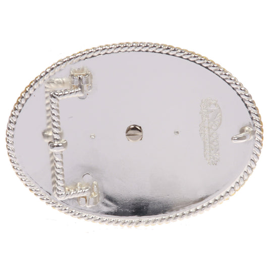 Western Cowboy Silver Buckle with Gold Soaring Eagle