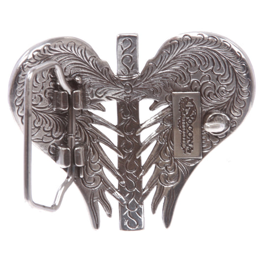Women's Western Silver heart and Winged Cross Belt Buckle