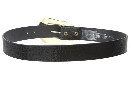 Ladies Snap On Western Alligator Rhinestone Leather Belt