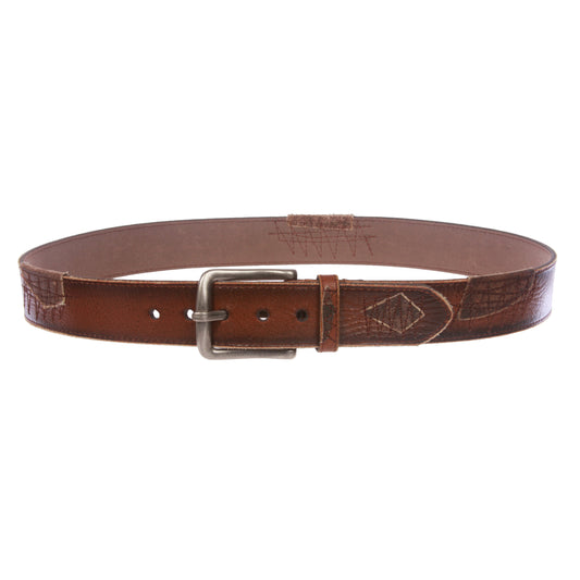 Men's 1 3/4" Western Vintage/Distressed Stitching Genuine Leather Casual Belt