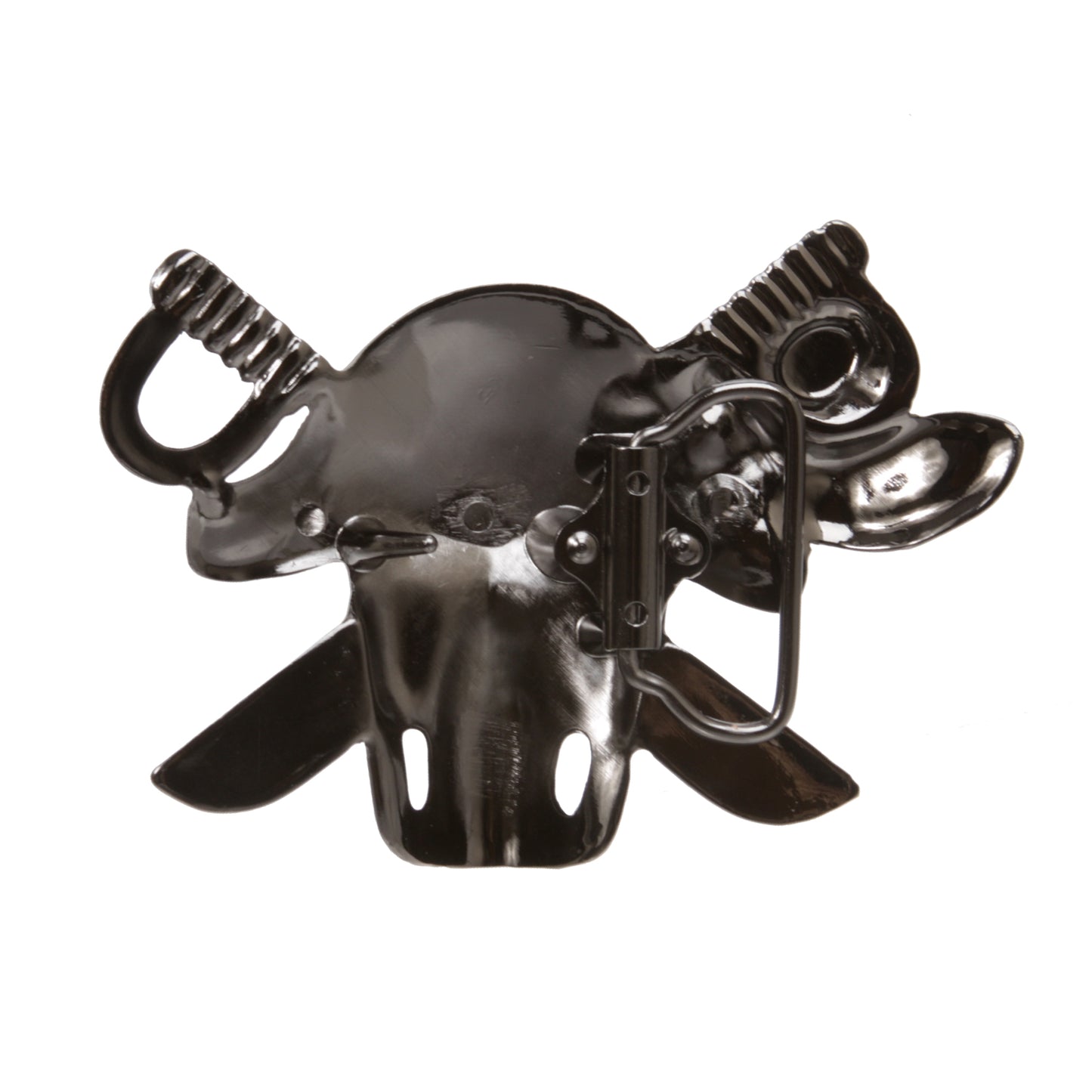 Gunmetal Pirate Skull Rhinestone Belt Buckle, 4.75"x3.25"