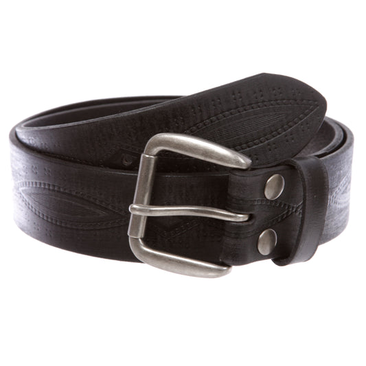 Women's or Men's Embossed Vintage Full Grain Leather Casual Jean Belt