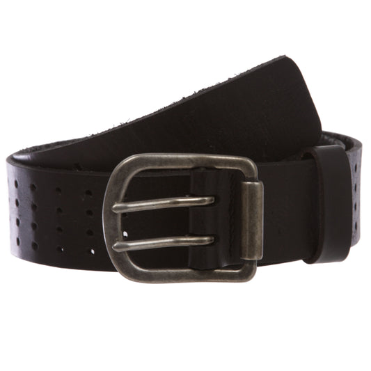 1 1/2" (40mm) Hollow Out Soft cowhide full grain leather Double Prong Belt