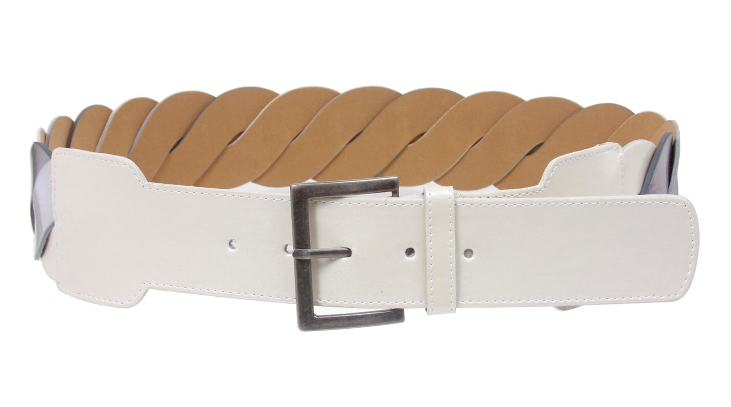 2 1/2" (60 mm) High Waist Metallic Braided Woven Belt