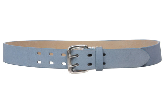 1 1/2" Women's Plain Soft Suede Leather Double Prong Dress Belt