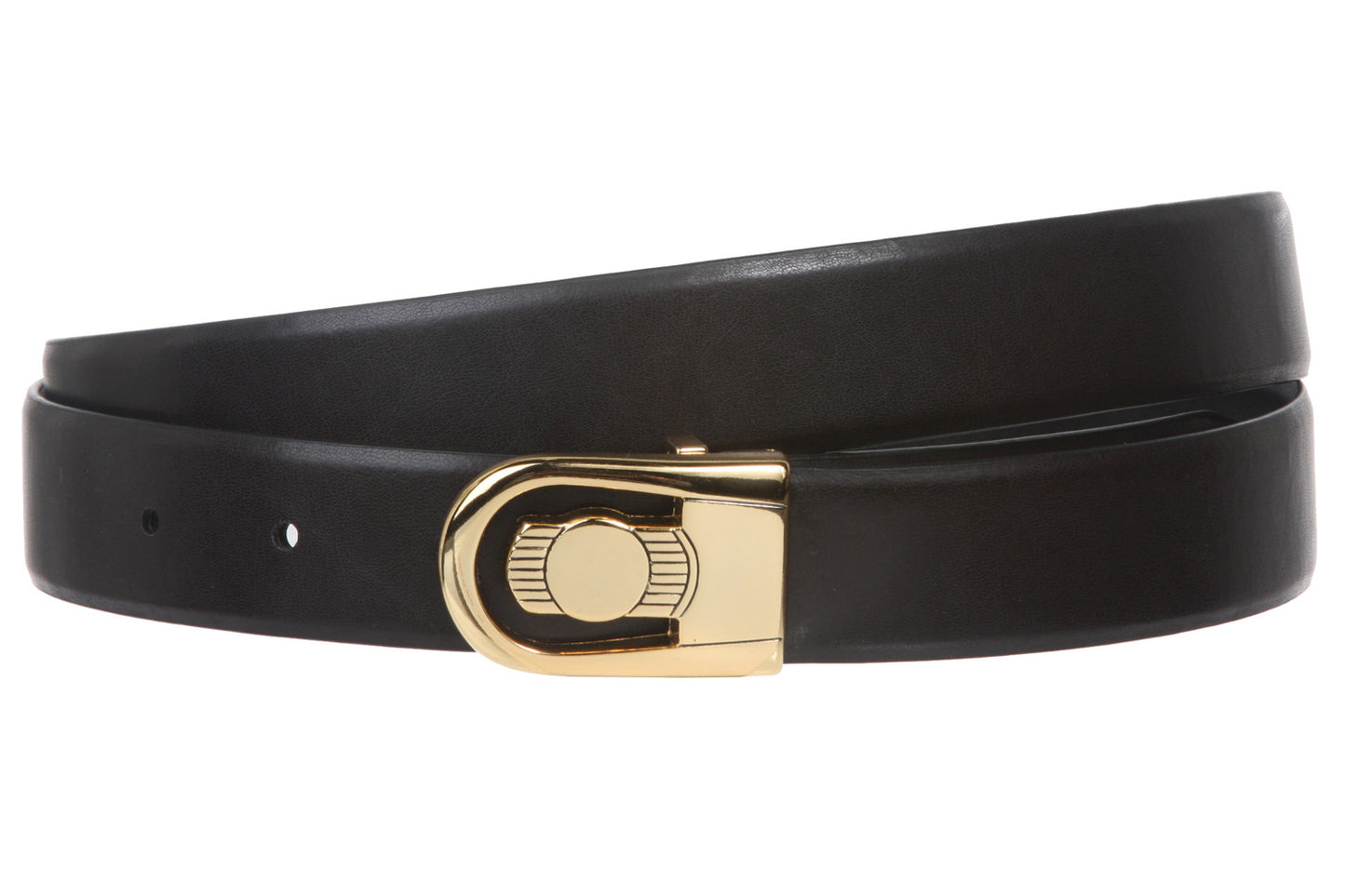 Men's 1 1/8" Black Cut-To-Fit One-Size-Fits-All Feather Edged Plain Leather Dress Belt