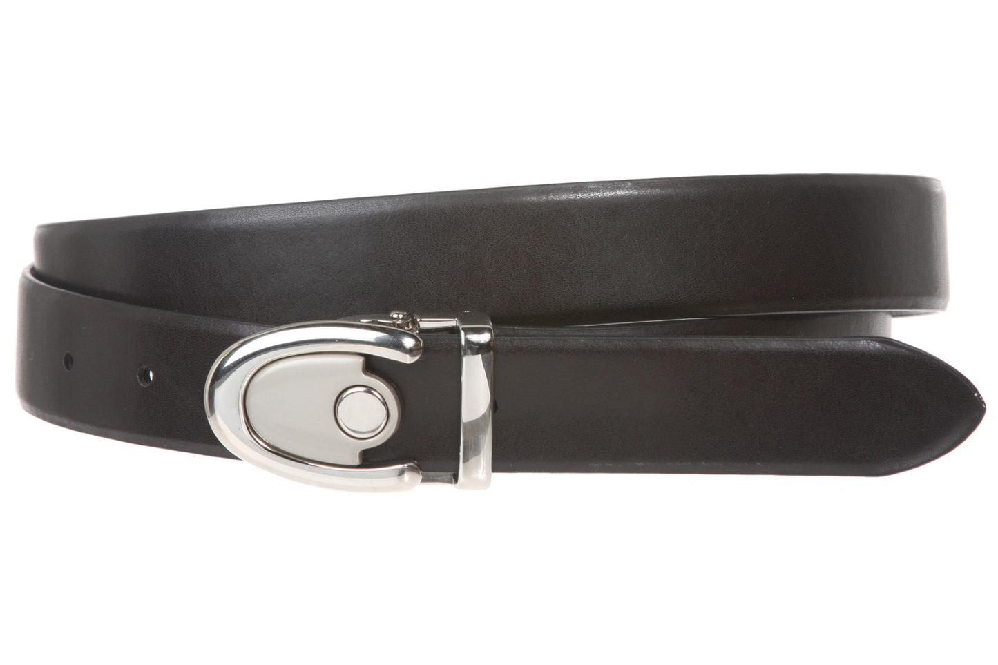 Men's 1 1/8" Black Cut-To-Fit One-Size-Fits-All Feather Edged Plain Leather Dress Belt