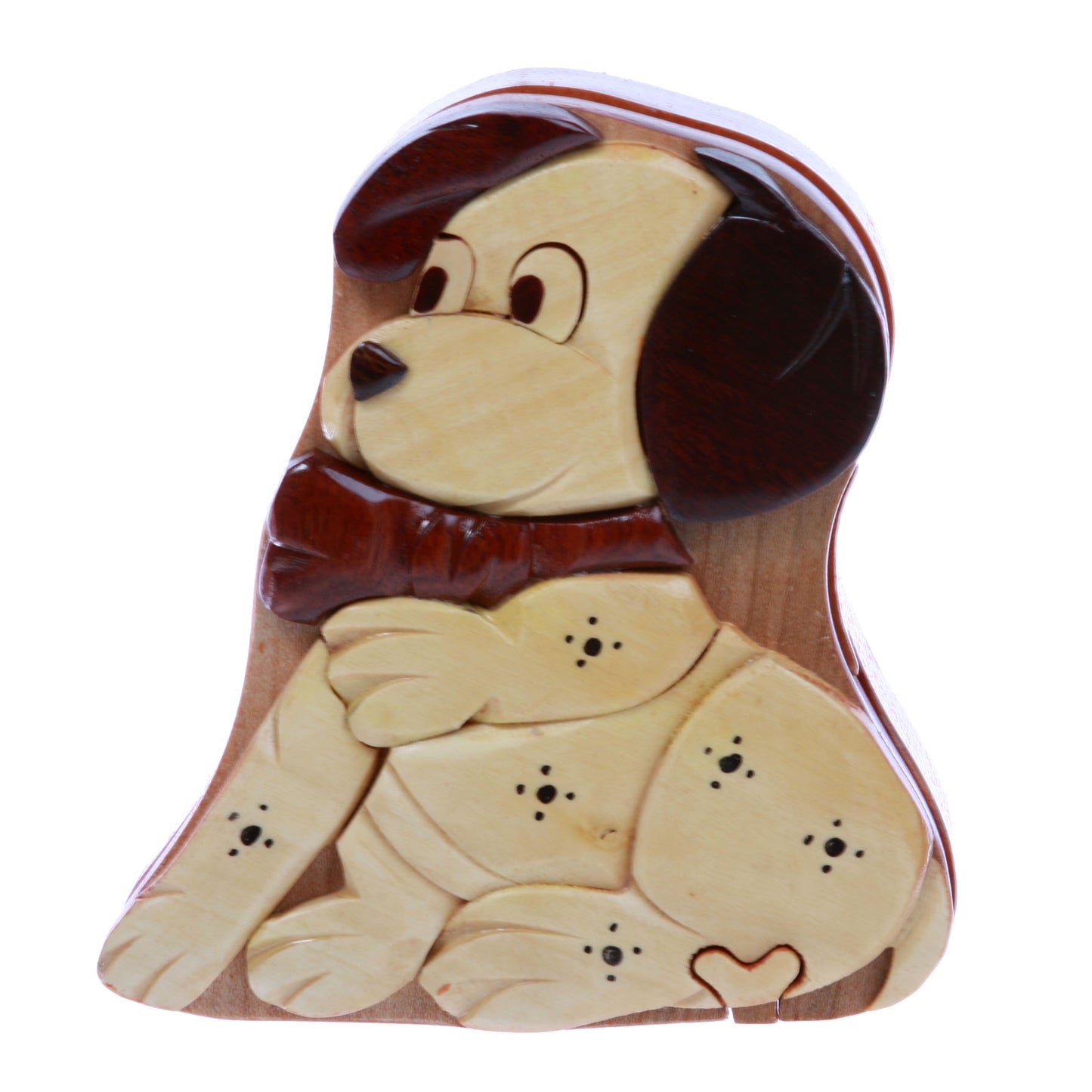 Lovely Doggy Puppy Handcrafted Wooden Dinosaur Secret Jewelry Puzzle Box - Dog