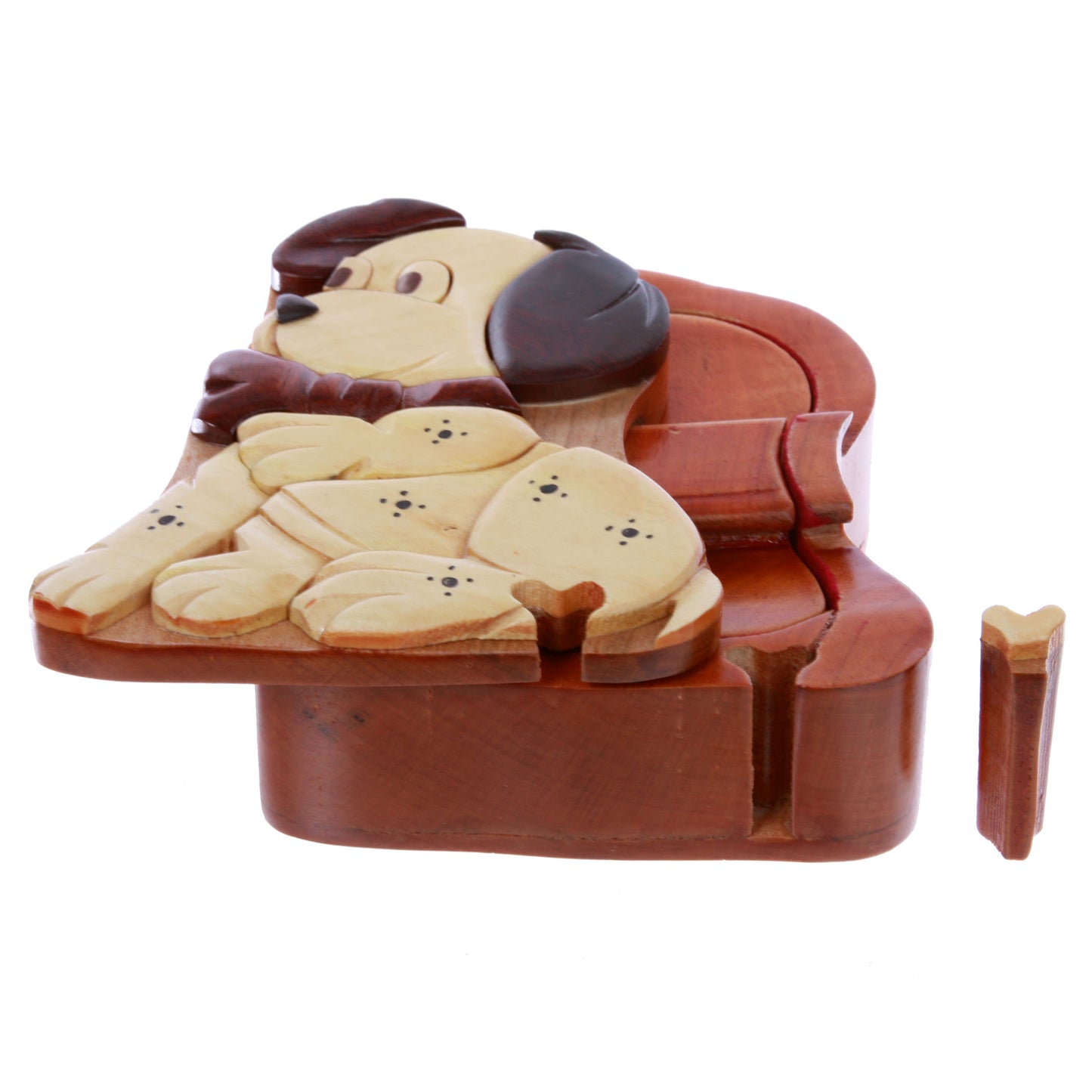 Lovely Doggy Puppy Handcrafted Wooden Dinosaur Secret Jewelry Puzzle Box - Dog