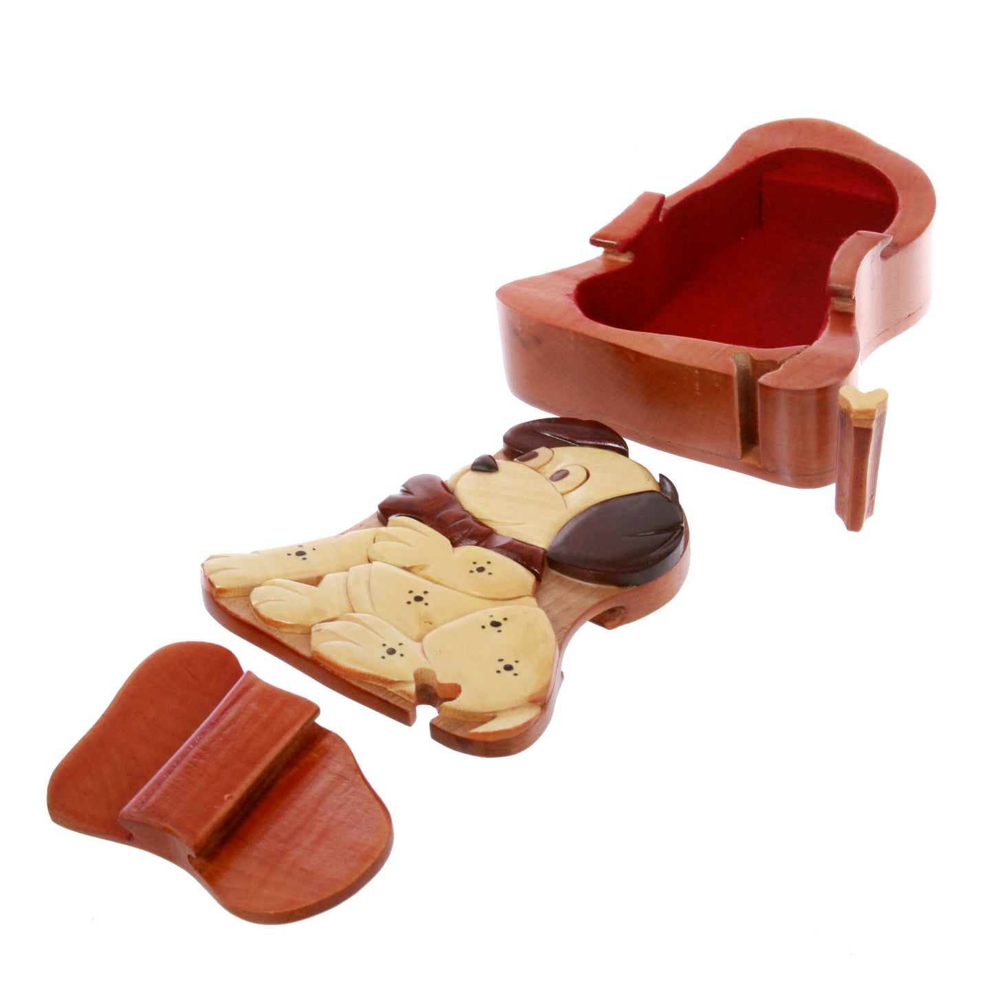 Lovely Doggy Puppy Handcrafted Wooden Dinosaur Secret Jewelry Puzzle Box - Dog