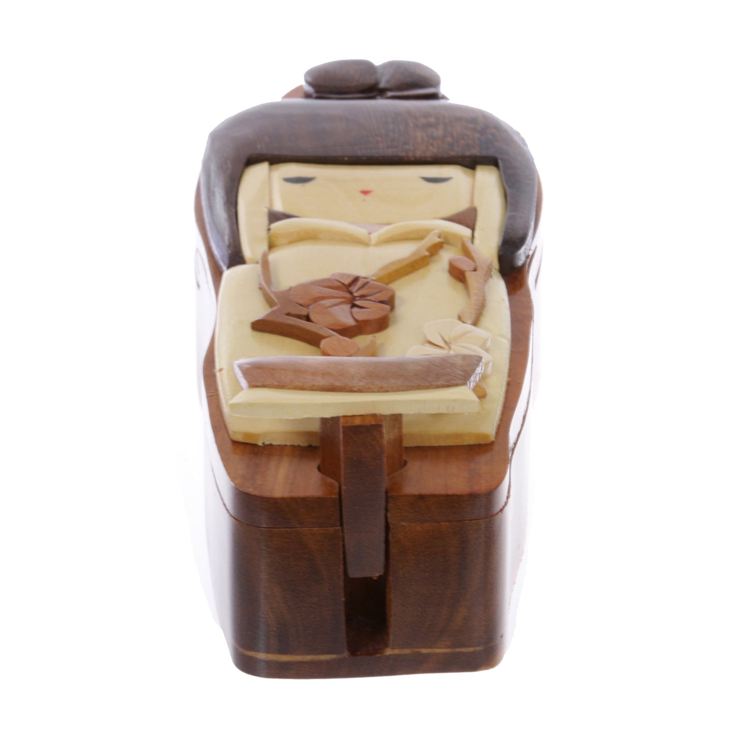 Handcrafted Wooden Japanese Doll Secret Jewelry Puzzle Box - Doll