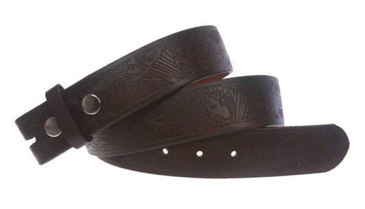 Snap On Embossed Leather Casual Belt Strap