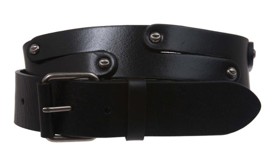 1 1/2" Snap on Hammered Nail Head Studs Leather Link Belt