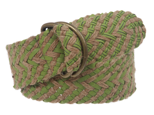 2" (50 mm) Wide D Ring Jute Braided Fashion Woven Sash Belt