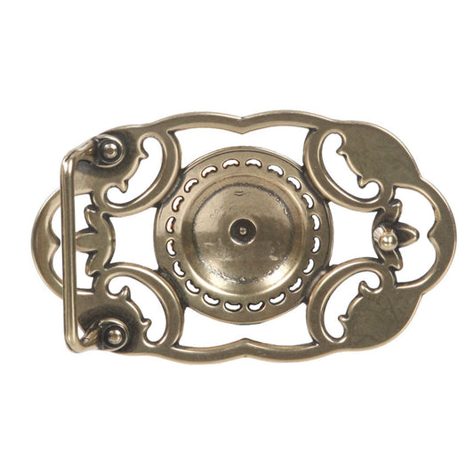 Perforated Oval Rhinestone Flower Belt Buckle