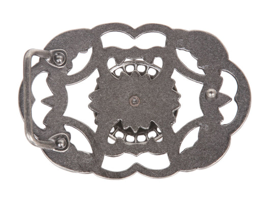 Perforated Oval Rhinestone Flower Belt Buckle