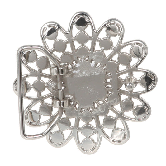 Twelve Petals Rhinestone Flower Belt Buckle