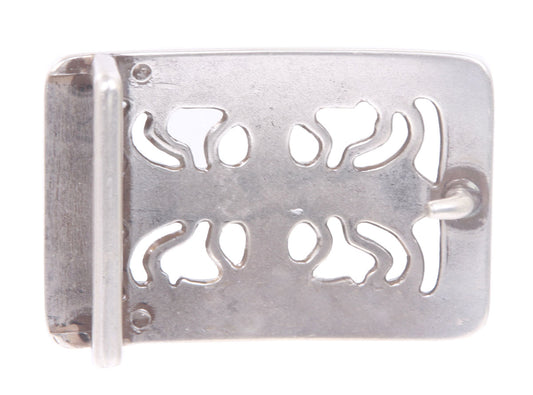 Rectangular Cut-out Flower Belt Buckle