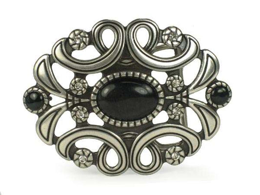 Ladies Oval Rhinestone Flower Cut-out Belt Buckle