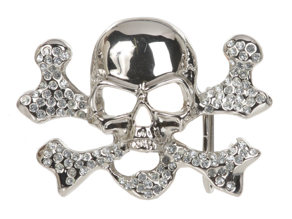 Rhinestone Skull & Cross Bone Belt Buckle